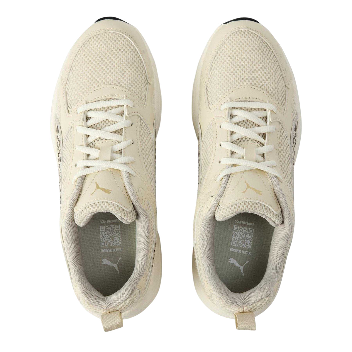 Off White - Side - Puma Womens-Ladies Milenio Leopard Print Trainers