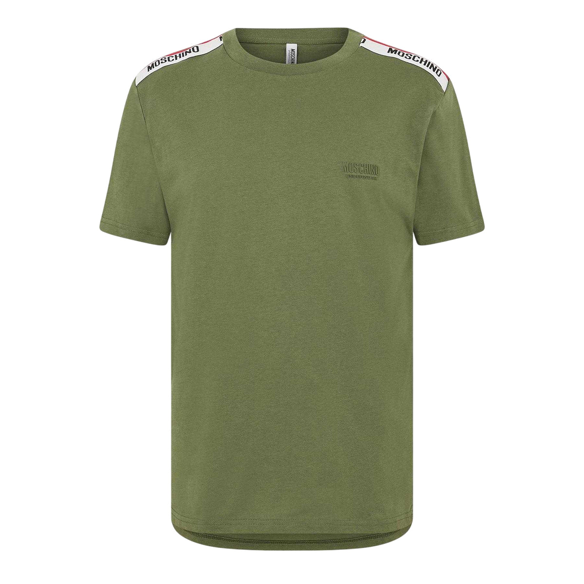 Green - Front - Moschino Mens Tape Taped Shoulders T-Shirt