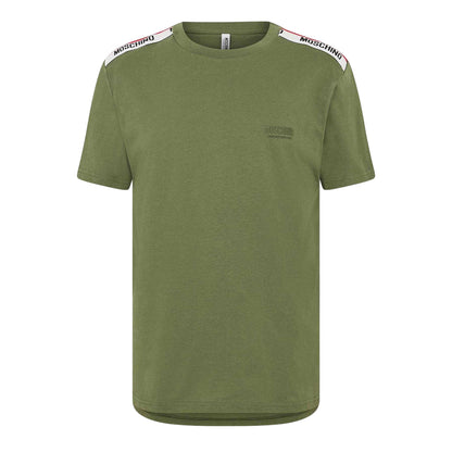 Green - Front - Moschino Mens Tape Taped Shoulders T-Shirt