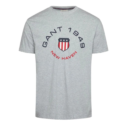 Light Grey - Front - Gant Mens Chest Logo T-Shirt