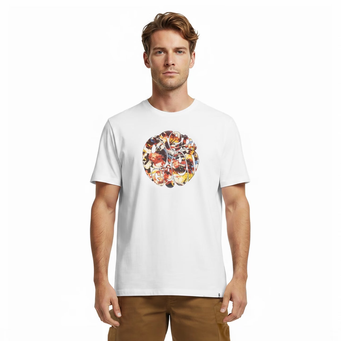 White - Side - Pretty Green Mens Abstract Logo T-Shirt