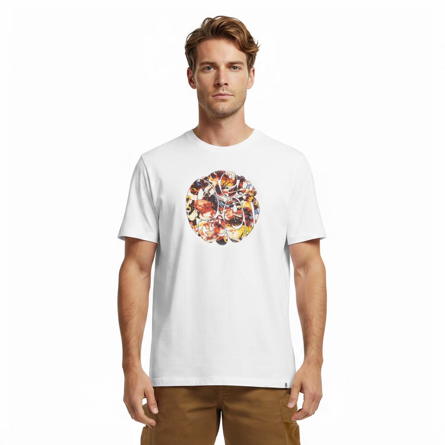 White - Side - Pretty Green Mens Abstract Logo T-Shirt