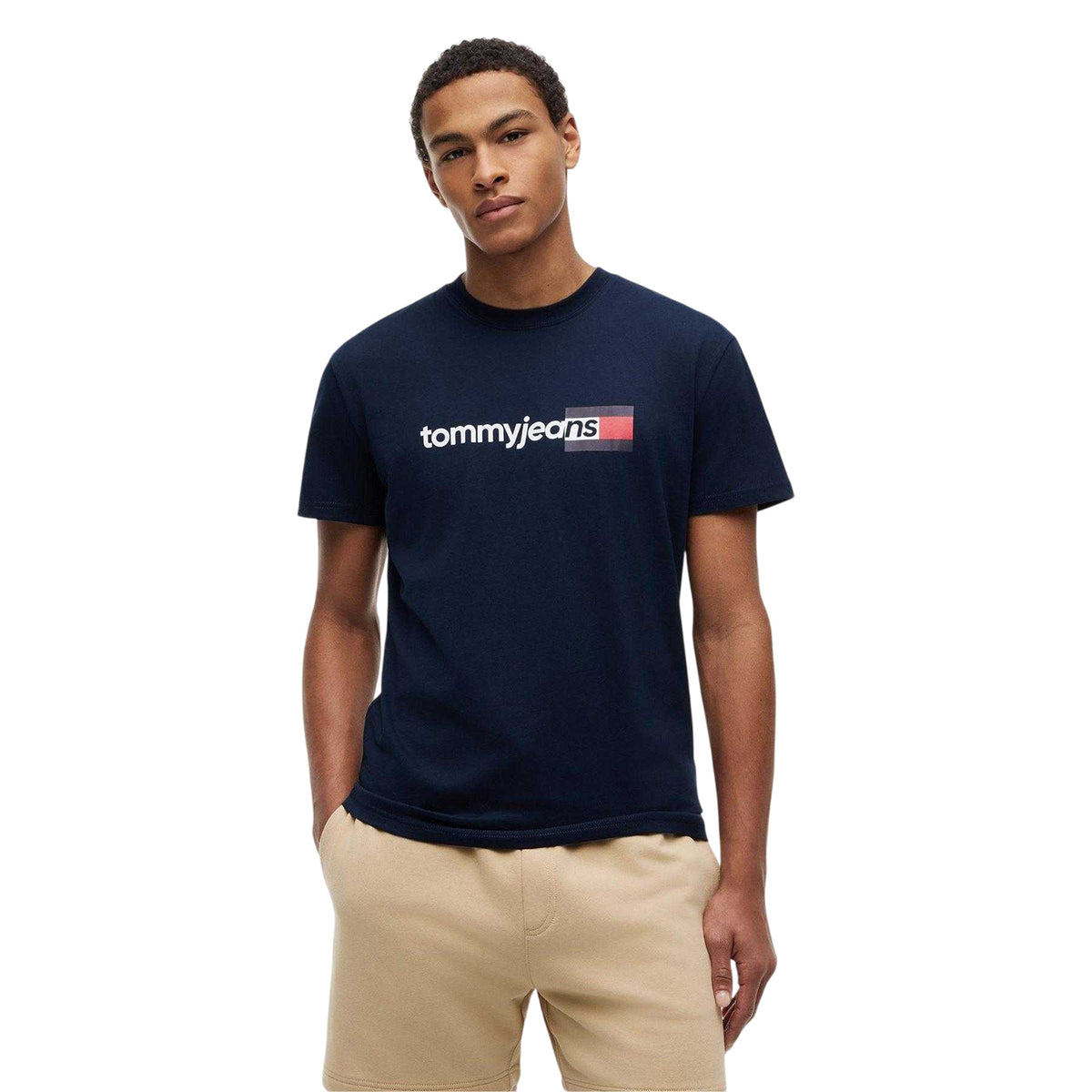 Dark Navy - Side - Tommy Jeans Mens Logo T-Shirt