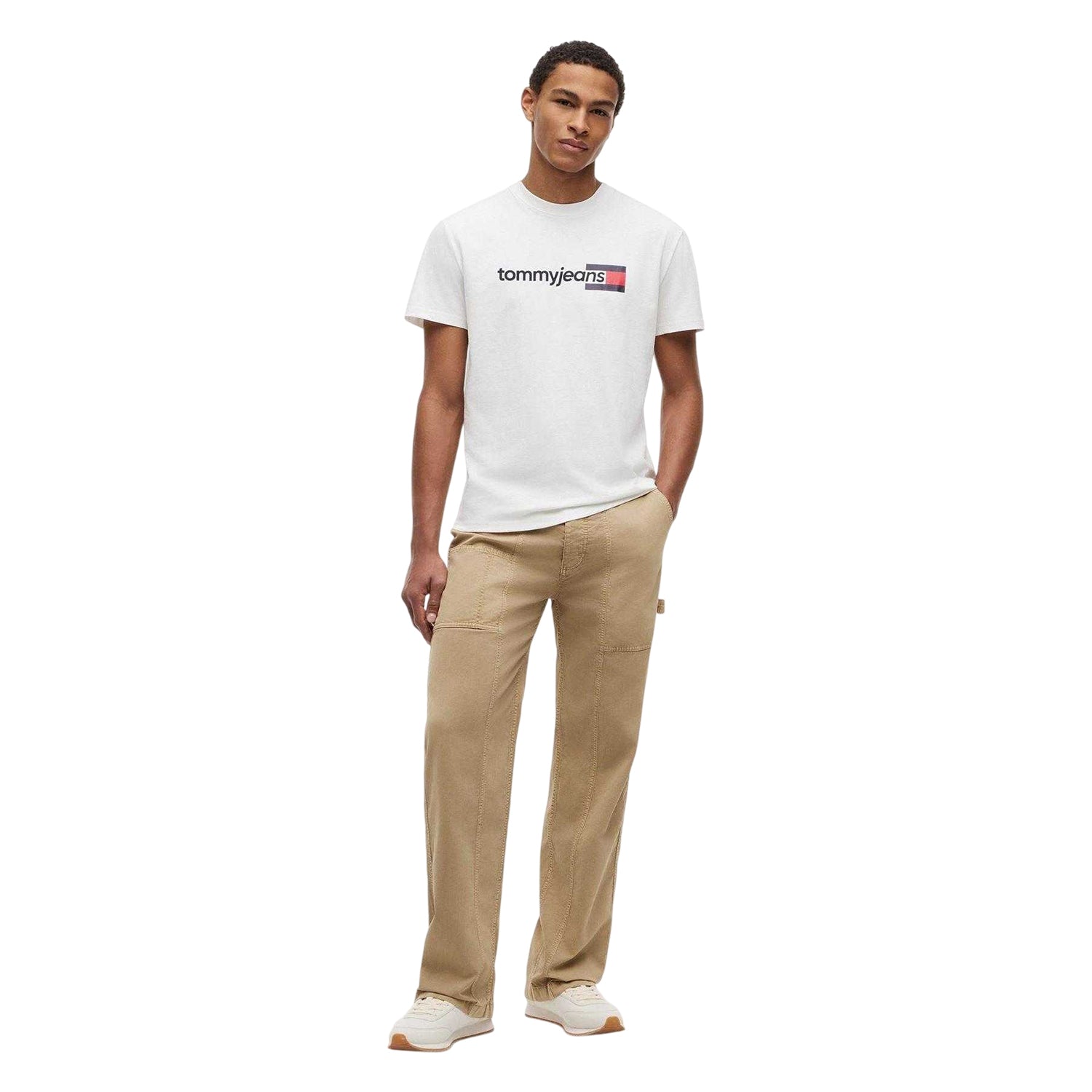 Ecru - Lifestyle - Tommy Jeans Mens Logo T-Shirt