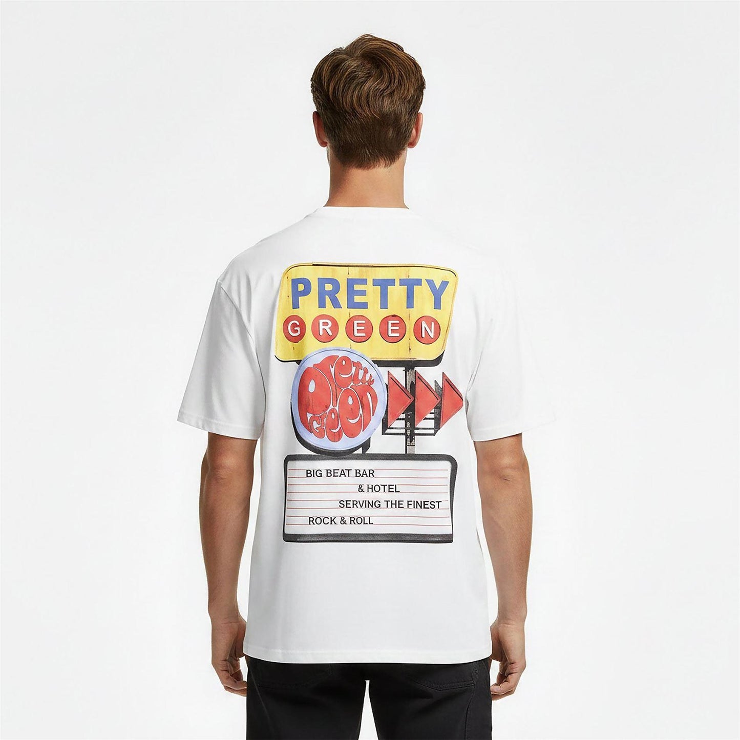 White - Side - Pretty Green Mens Text T-Shirt