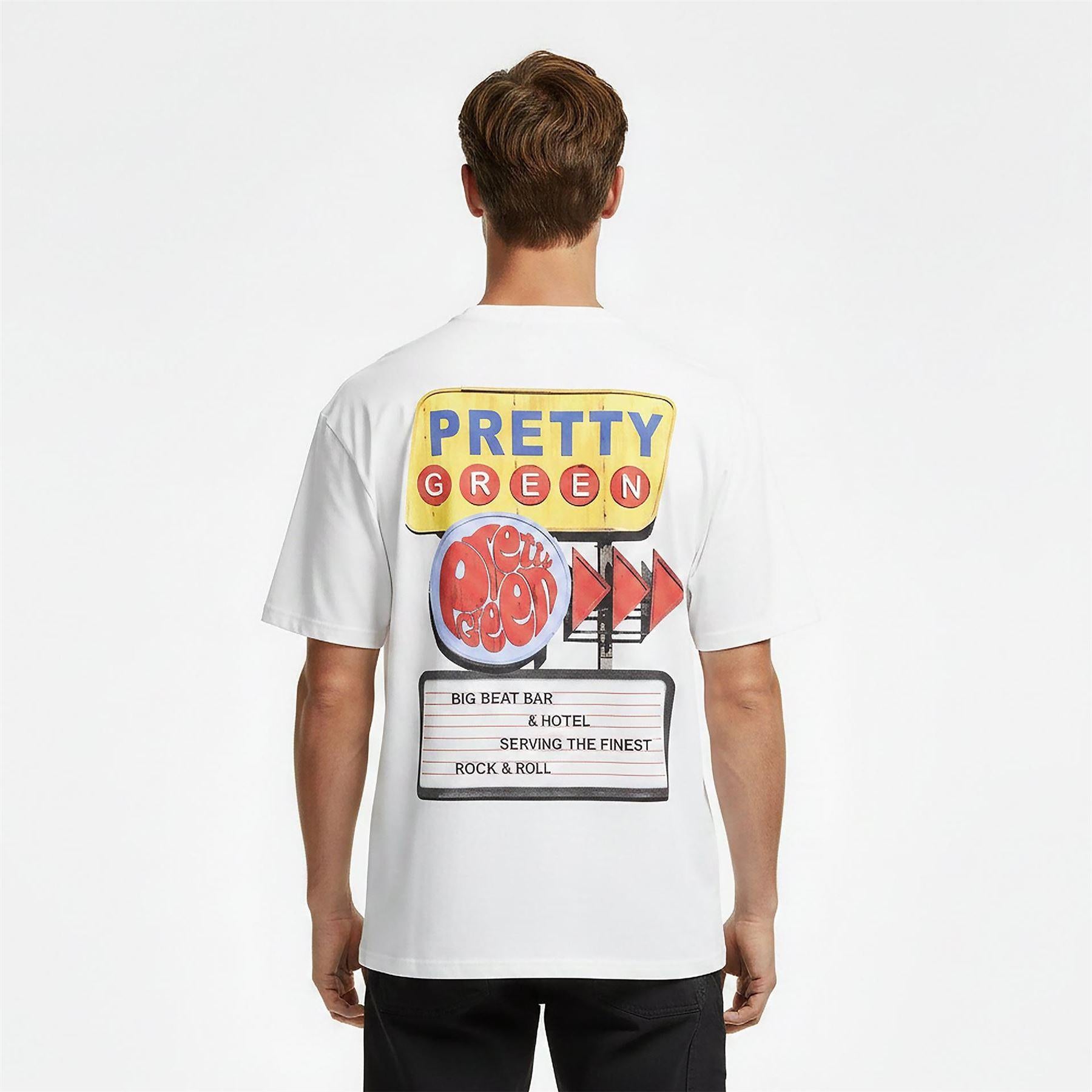 White - Side - Pretty Green Mens Text T-Shirt