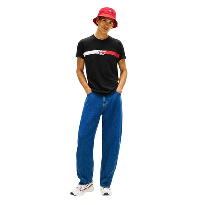 Black - Side - Tommy Jeans Mens Logo Regular T-Shirt