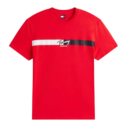 Red - Front - Tommy Jeans Mens Logo Regular T-Shirt