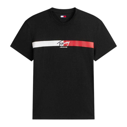 Black - Front - Tommy Jeans Mens Logo Regular T-Shirt
