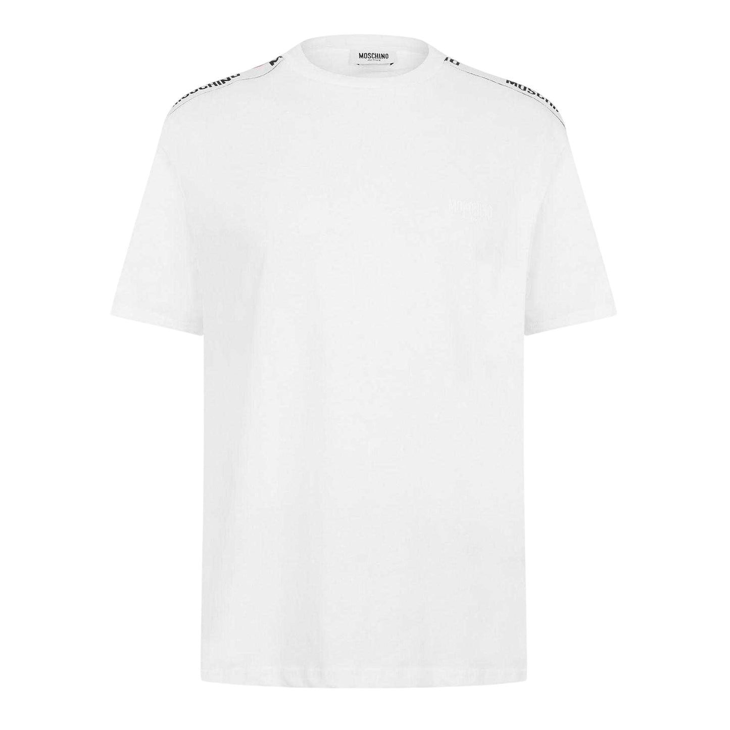 White - Front - Moschino Mens Tape Regular T-Shirt