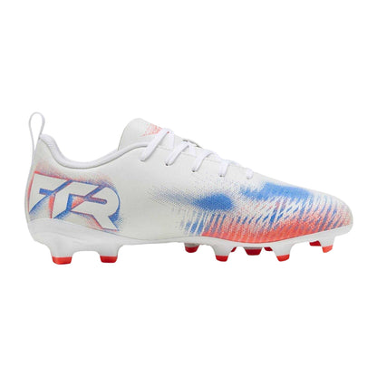 White-Black-Glowing Red - Front - Puma Childrens-Kids Future 8 Play Firm Ground Football Boots