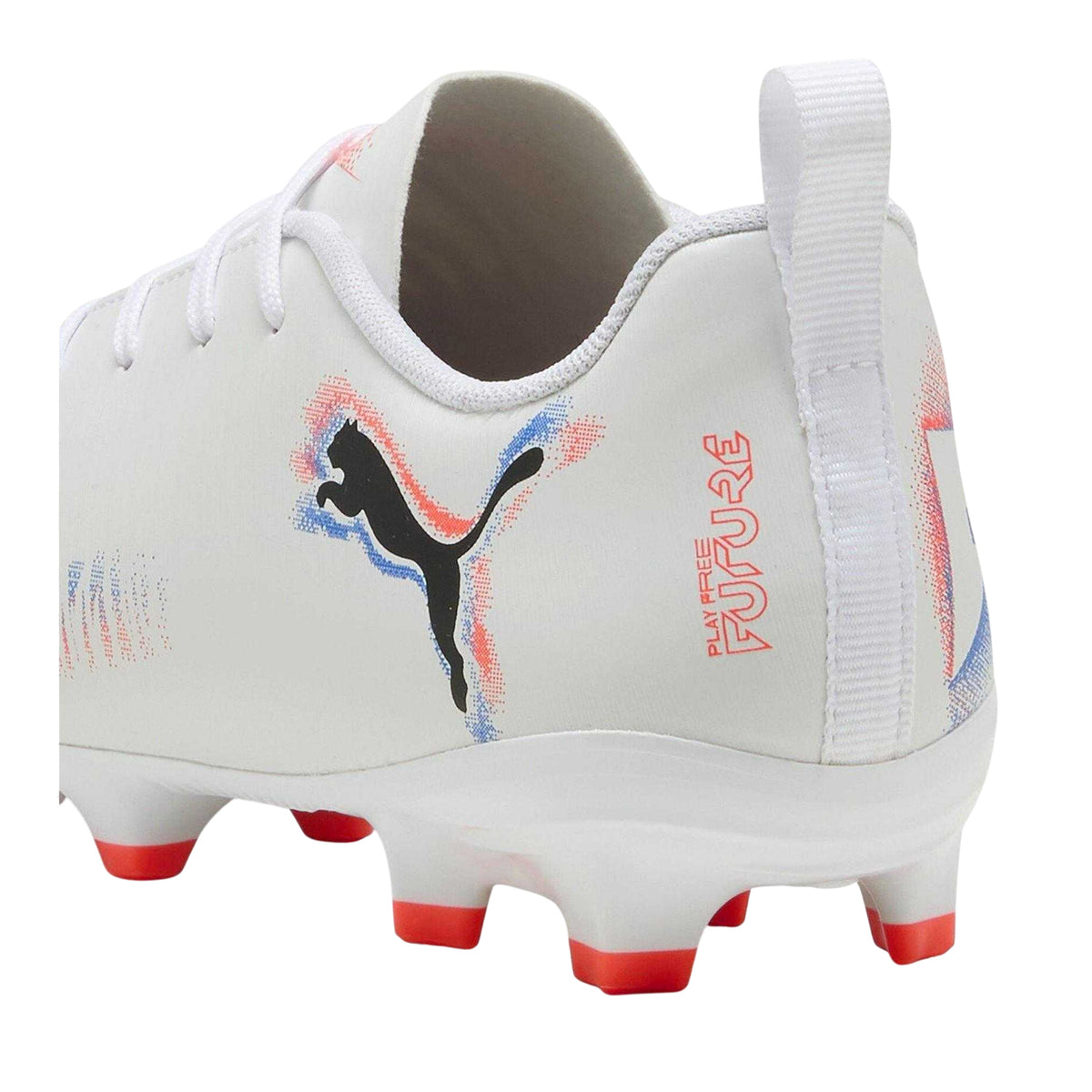 White-Black-Glowing Red - Back - Puma Childrens-Kids Future 8 Play Firm Ground Football Boots