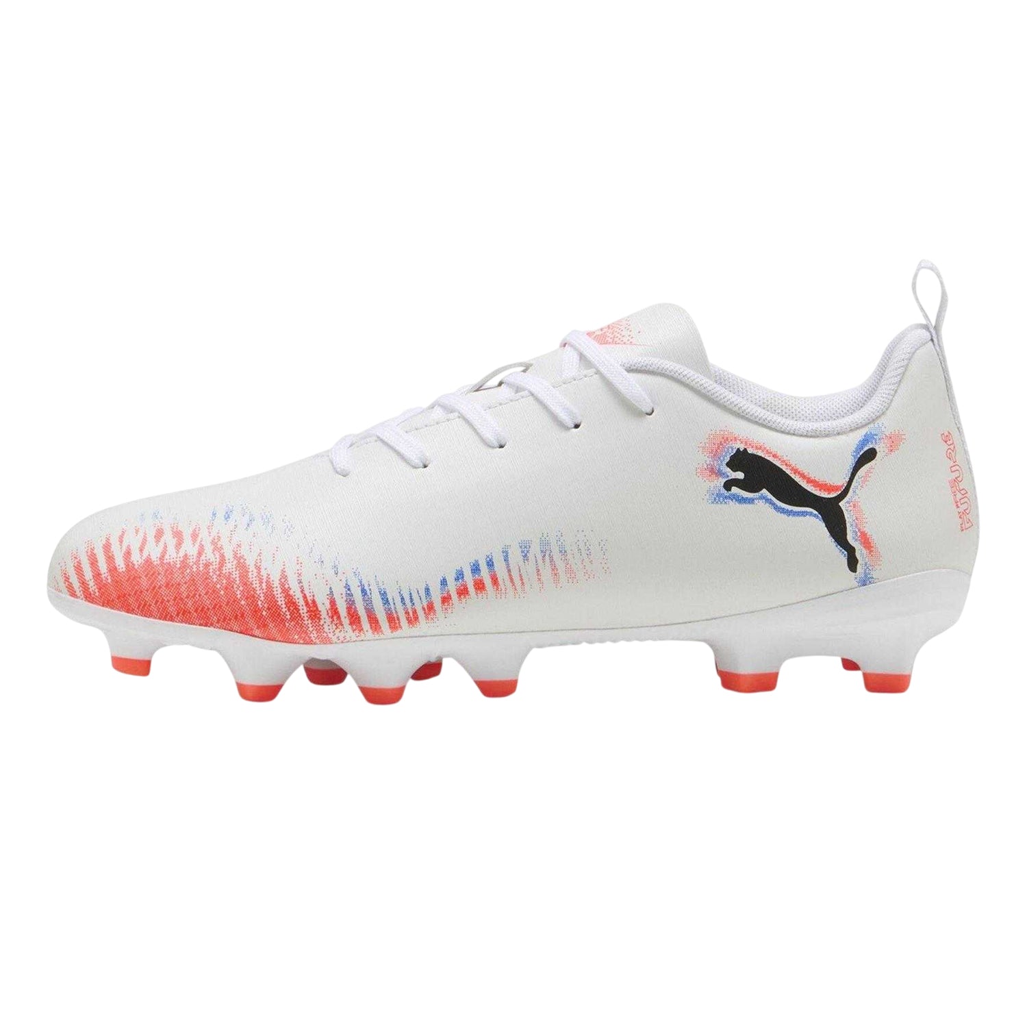 White-Black-Glowing Red - Side - Puma Childrens-Kids Future 8 Play Firm Ground Football Boots