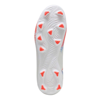 White-Black-Glowing Red - Pack Shot - Puma Childrens-Kids Future 8 Play Firm Ground Football Boots