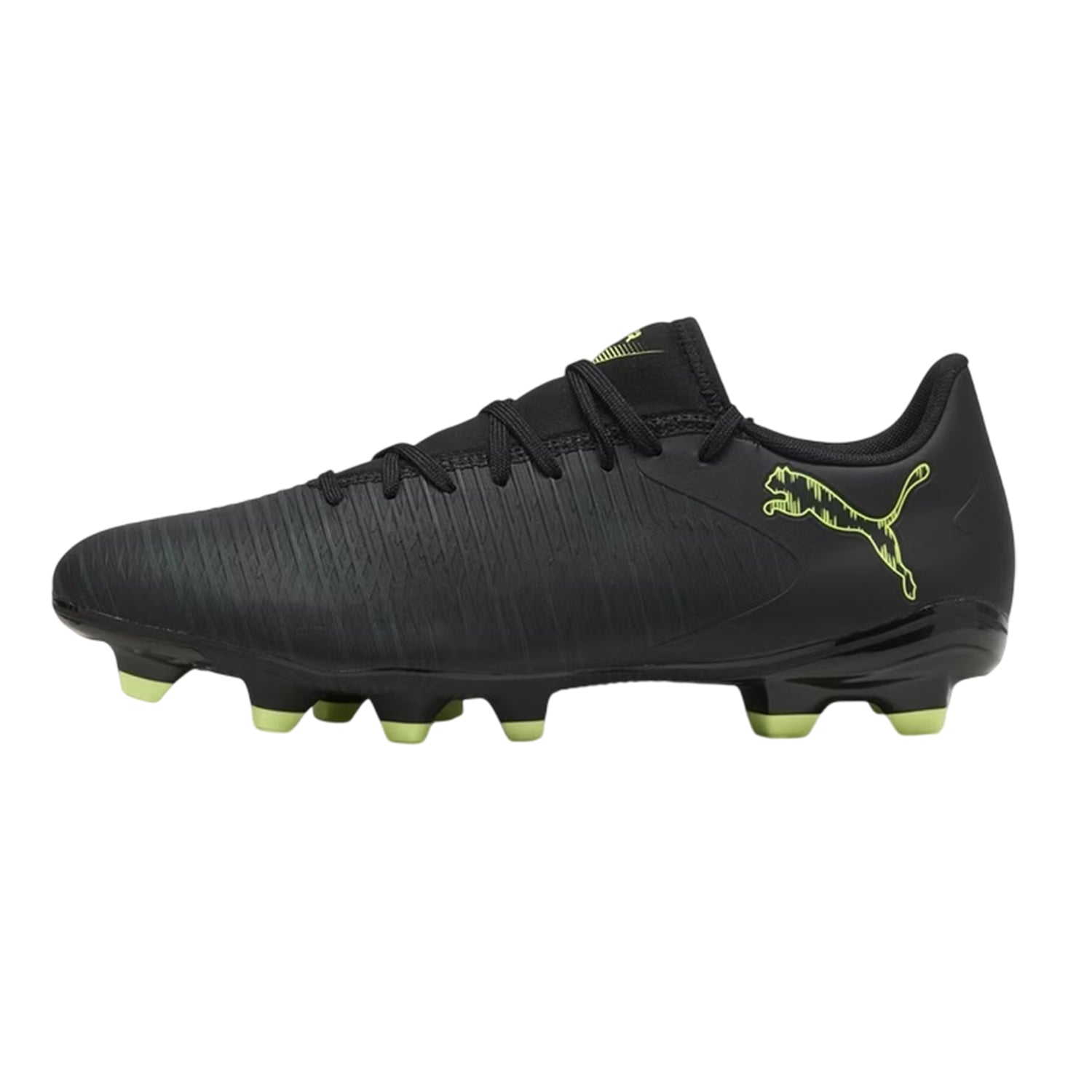 Black-Green - Side - Puma Childrens-Kids Future 8 Play Firm Ground Football Boots
