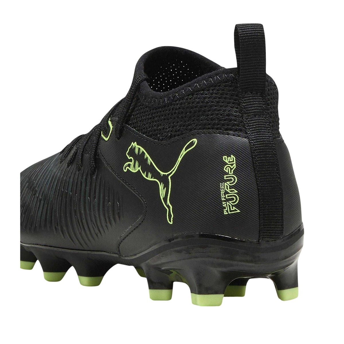 Black-Green - Back - Puma Childrens-Kids Future 8 Match Firm Ground Football Boots