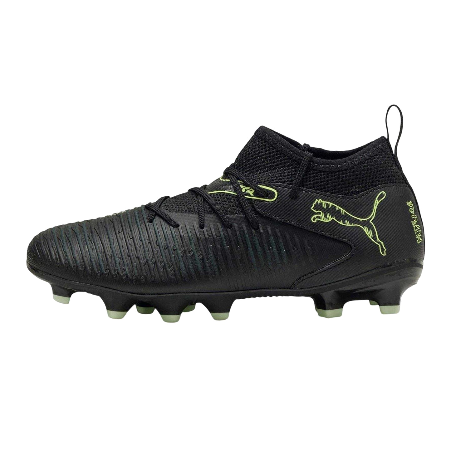Black-Green - Side - Puma Childrens-Kids Future 8 Match Firm Ground Football Boots
