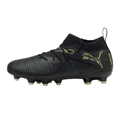Black-Green - Side - Puma Childrens-Kids Future 8 Match Firm Ground Football Boots