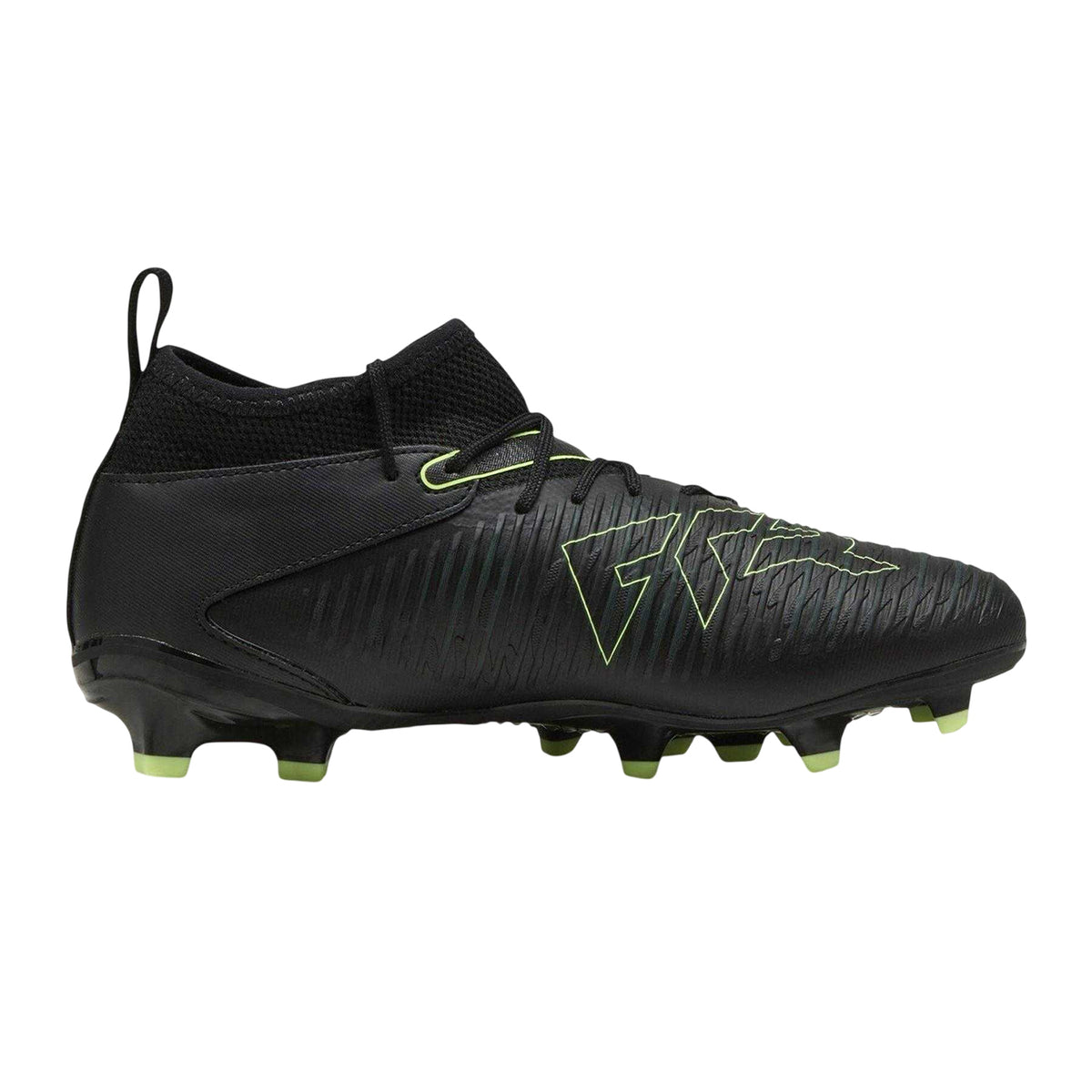 Black-Green - Front - Puma Childrens-Kids Future 8 Match Firm Ground Football Boots