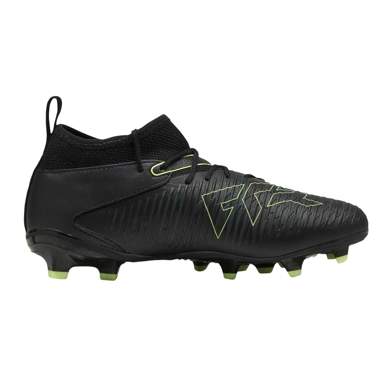 Black-Green - Front - Puma Childrens-Kids Future 8 Match Firm Ground Football Boots