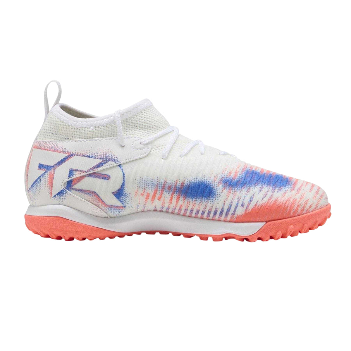 White-Black-Glowing Red - Front - Puma Childrens-Kids Future 8 Match Astro Turf Trainers