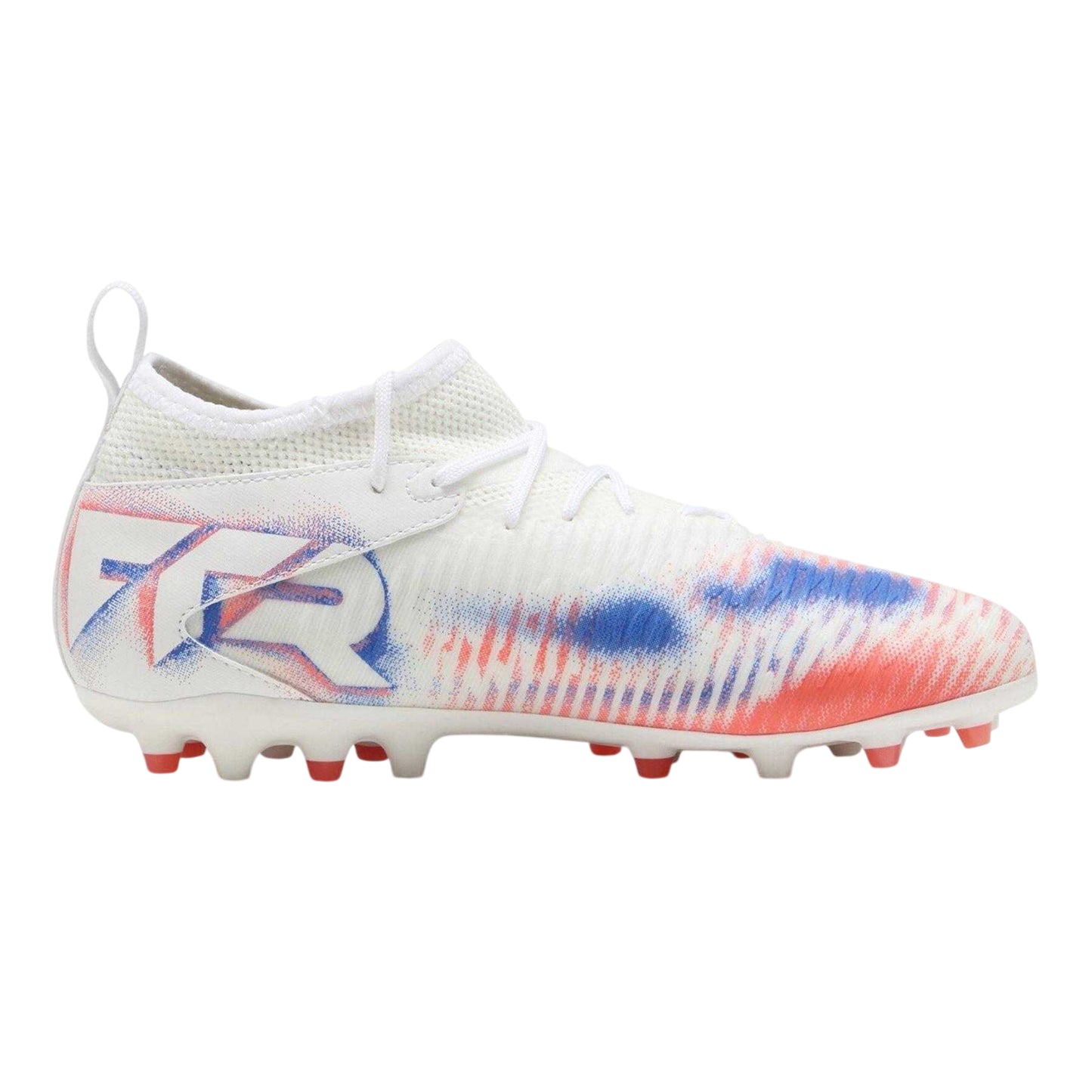 White-Black-Glowing Red - Front - Puma Childrens-Kids Future 8 Match Firm Ground Football Boots