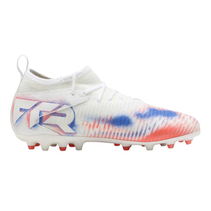 White-Black-Glowing Red - Front - Puma Childrens-Kids Future 8 Match Firm Ground Football Boots