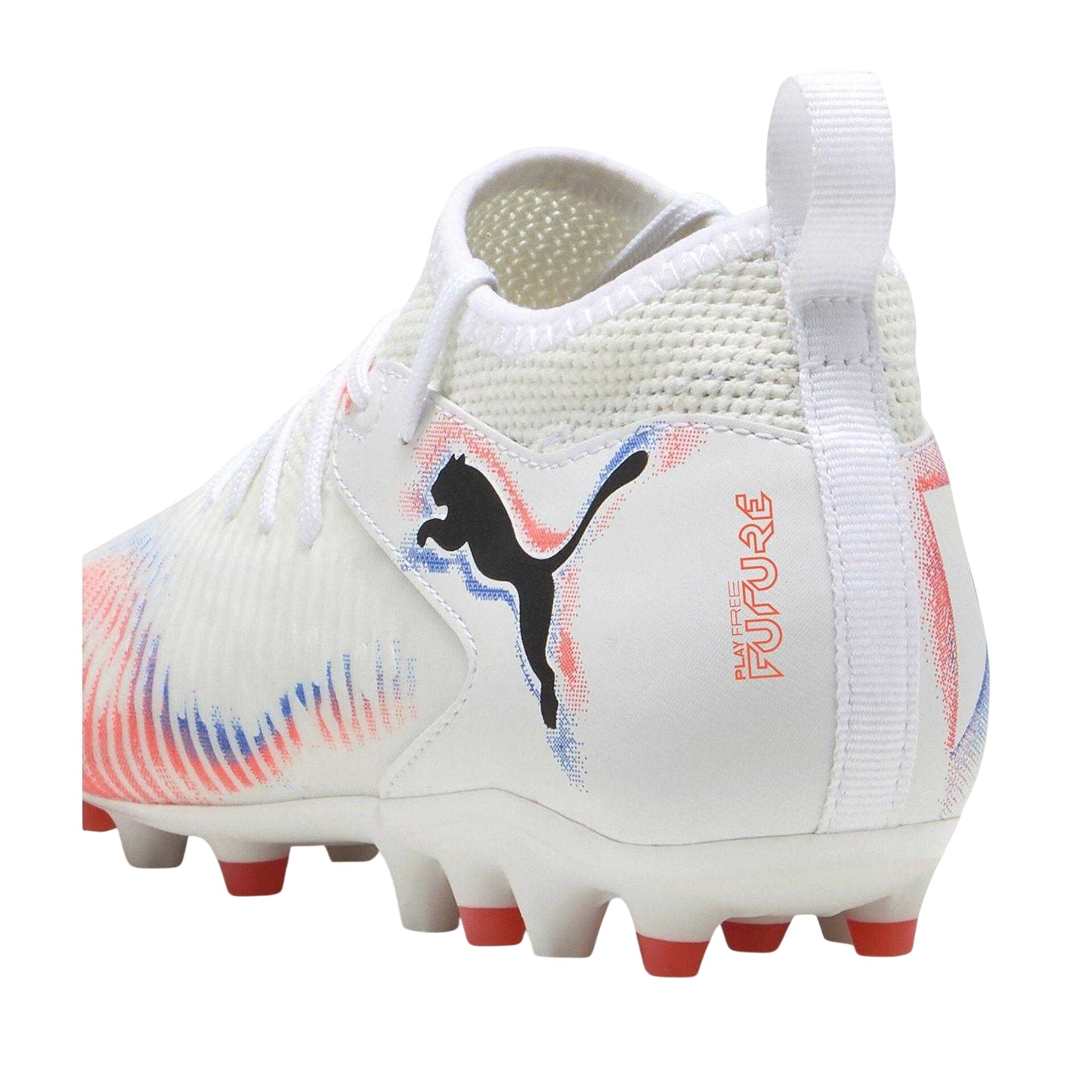 White-Black-Glowing Red - Back - Puma Childrens-Kids Future 8 Match Firm Ground Football Boots