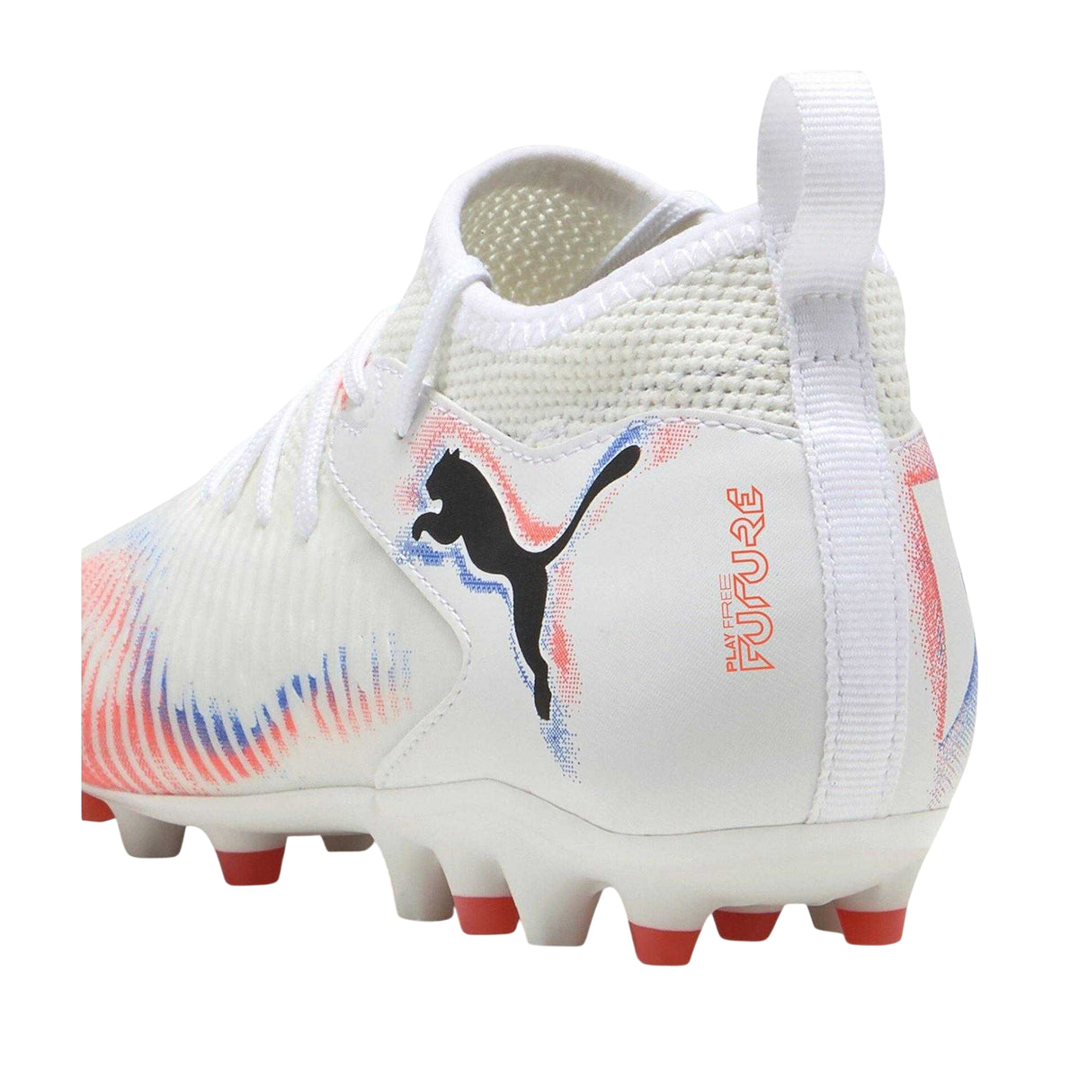 White-Black-Glowing Red - Back - Puma Childrens-Kids Future 8 Match Firm Ground Football Boots