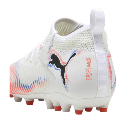White-Black-Glowing Red - Back - Puma Childrens-Kids Future 8 Match Firm Ground Football Boots