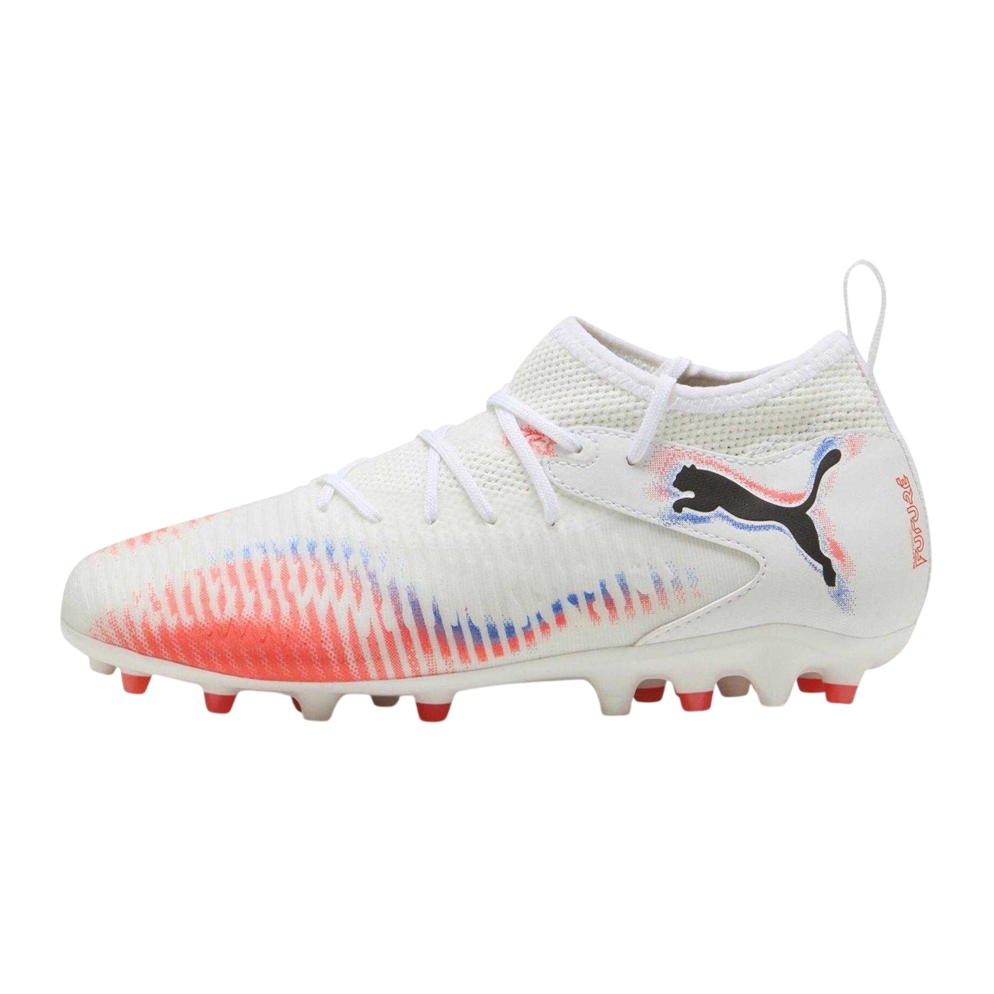 White-Black-Glowing Red - Side - Puma Childrens-Kids Future 8 Match Firm Ground Football Boots
