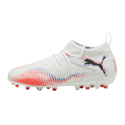 White-Black-Glowing Red - Side - Puma Childrens-Kids Future 8 Match Firm Ground Football Boots