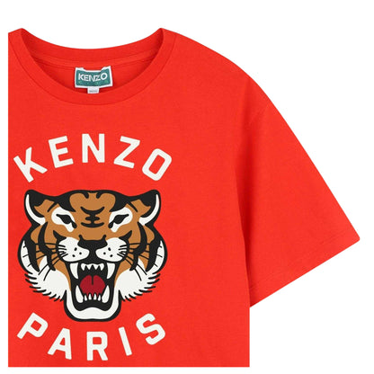 Red - Side - Kenzo Childrens-Kids Tiger Relaxed Fit T-Shirt