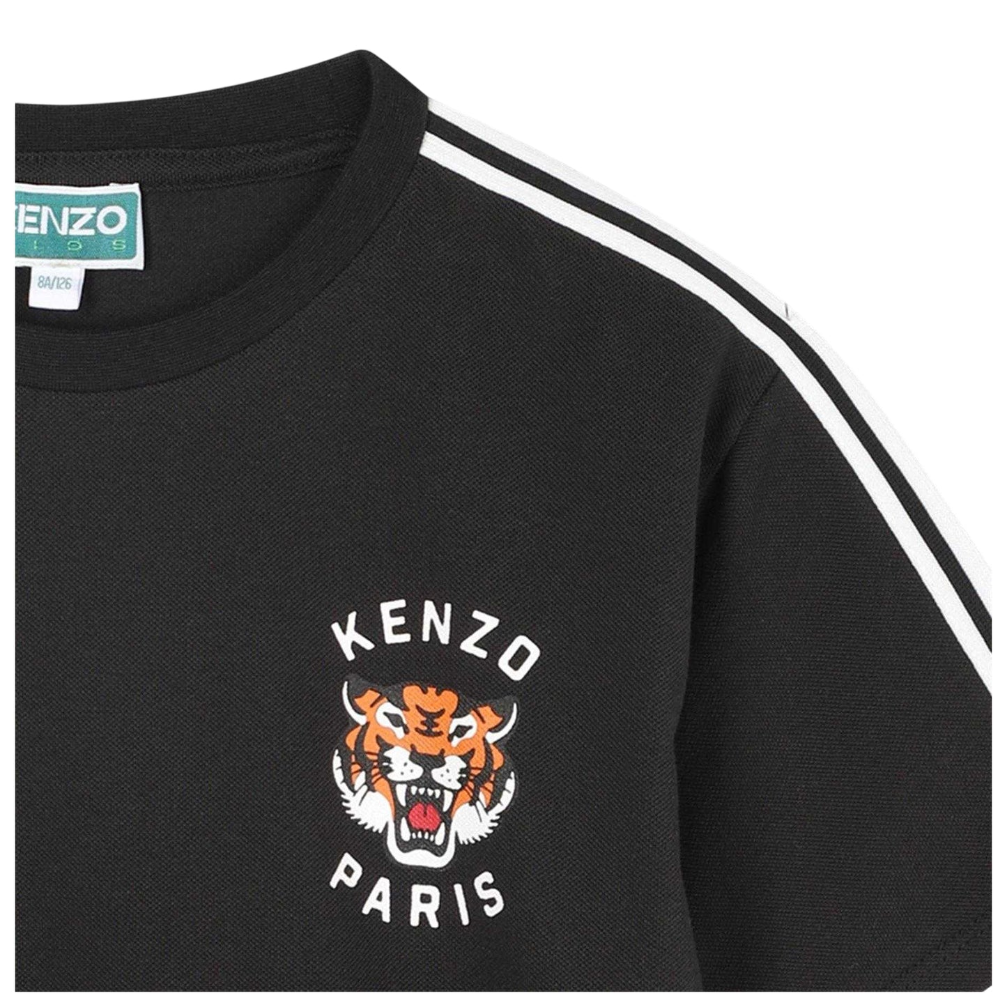 Black - Side - Kenzo Childrens-Kids Embroidered Logo T-Shirt