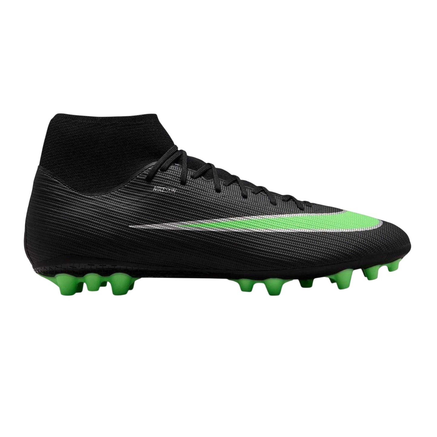 Black-Green - Front - Nike Mens Mercurial Academy Artificial Ground Football Boots