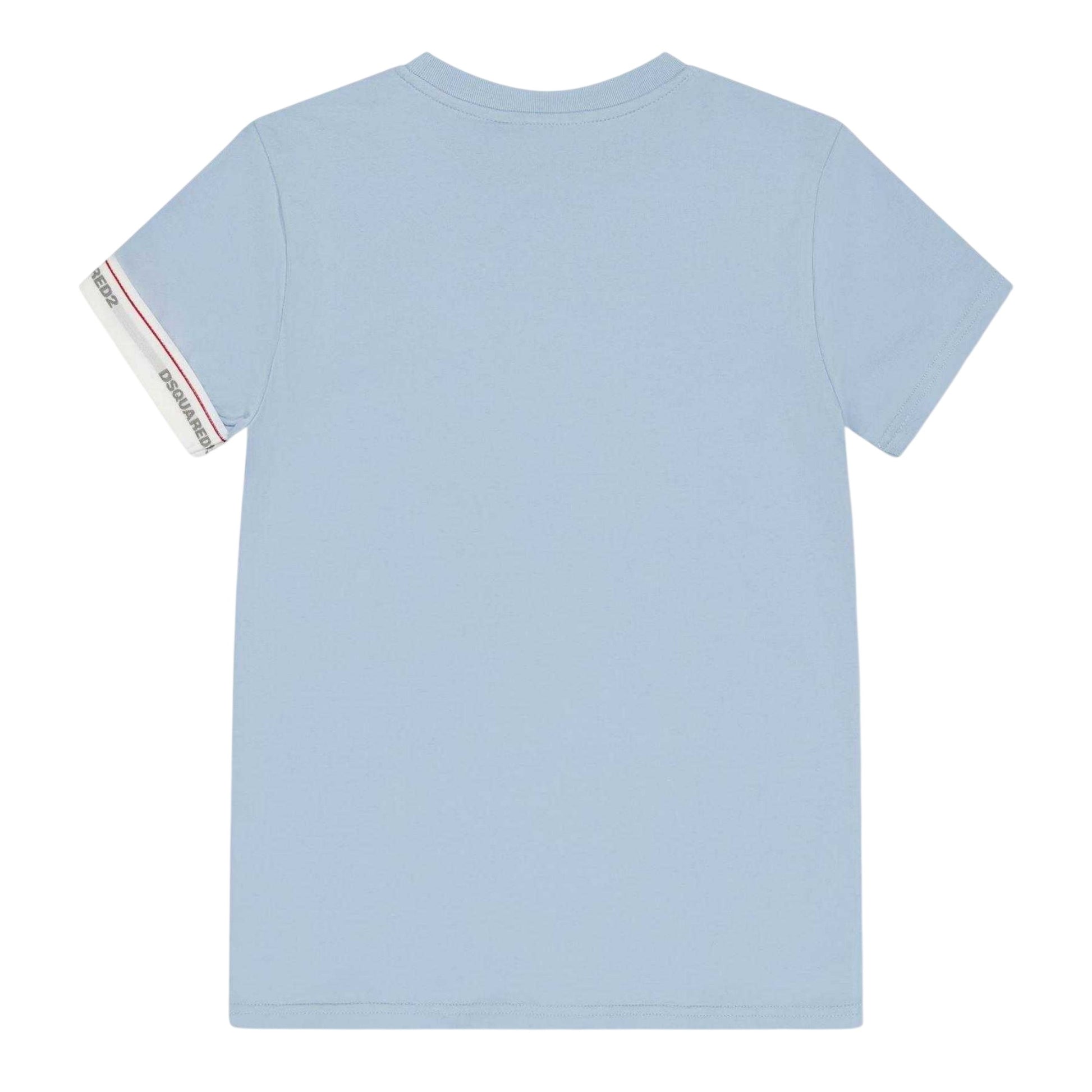 Blue - Back - DSquared2 Childrens-Kids Sleeve Print T-Shirt
