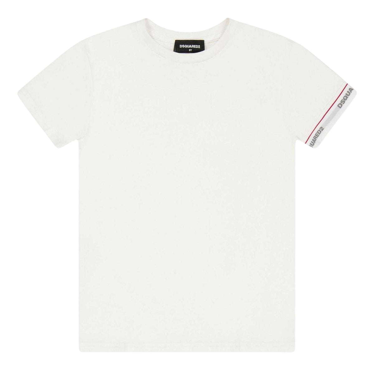 White - Front - DSquared2 Childrens-Kids Sleeve Print T-Shirt