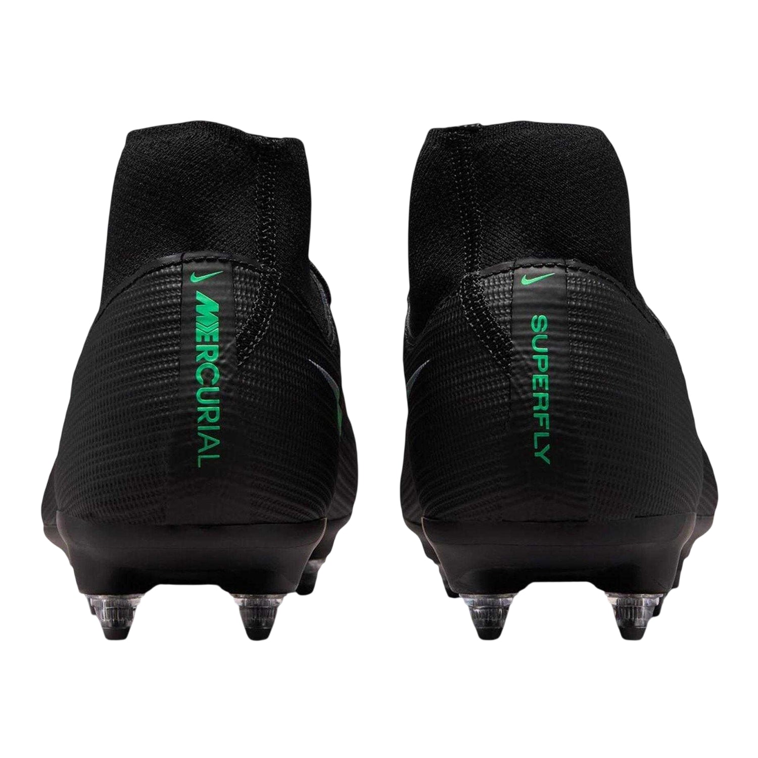 Black-Green - Back - Nike Mens Mercurial Academy Knitted Collar Soft Ground Football Boots