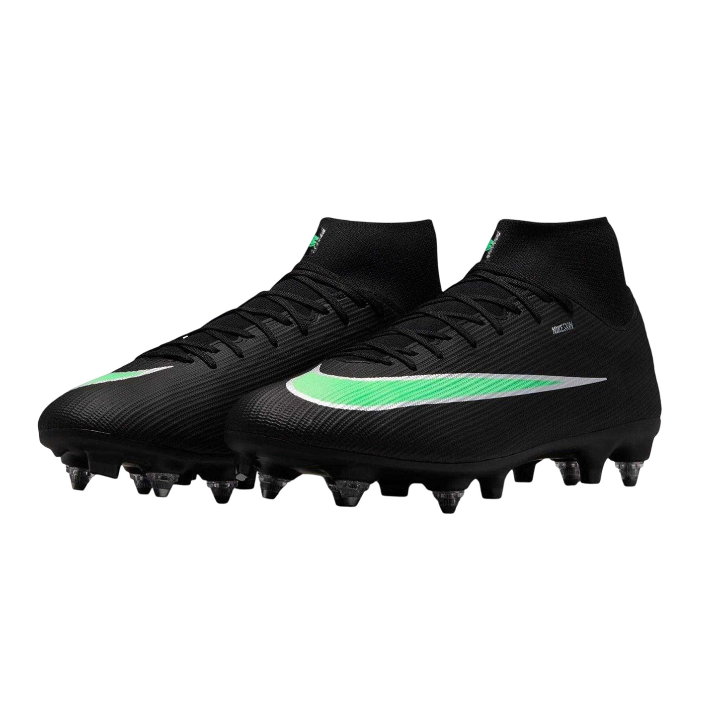 Black-Green - Pack Shot - Nike Mens Mercurial Academy Knitted Collar Soft Ground Football Boots