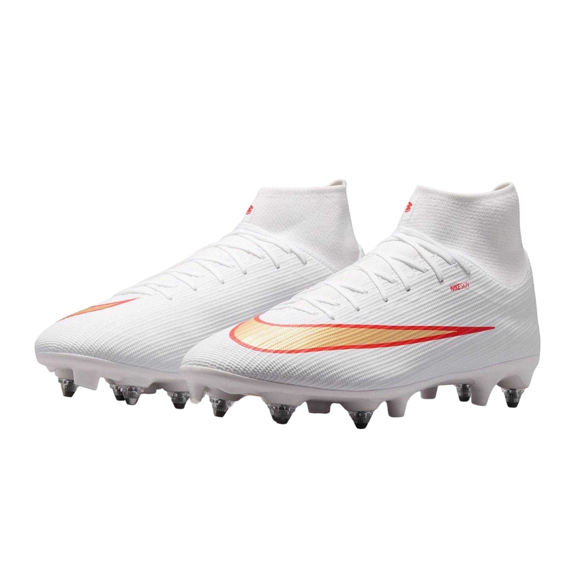 White-Red - Pack Shot - Nike Mens Mercurial Academy Knitted Collar Soft Ground Football Boots