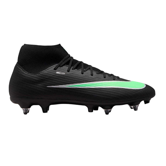 Black-Green - Front - Nike Mens Mercurial Academy Knitted Collar Soft Ground Football Boots