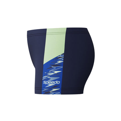 Peacoat - Side - Speedo Childrens-Kids Dive Aquashort Geometric Pattern Swimming Trunks