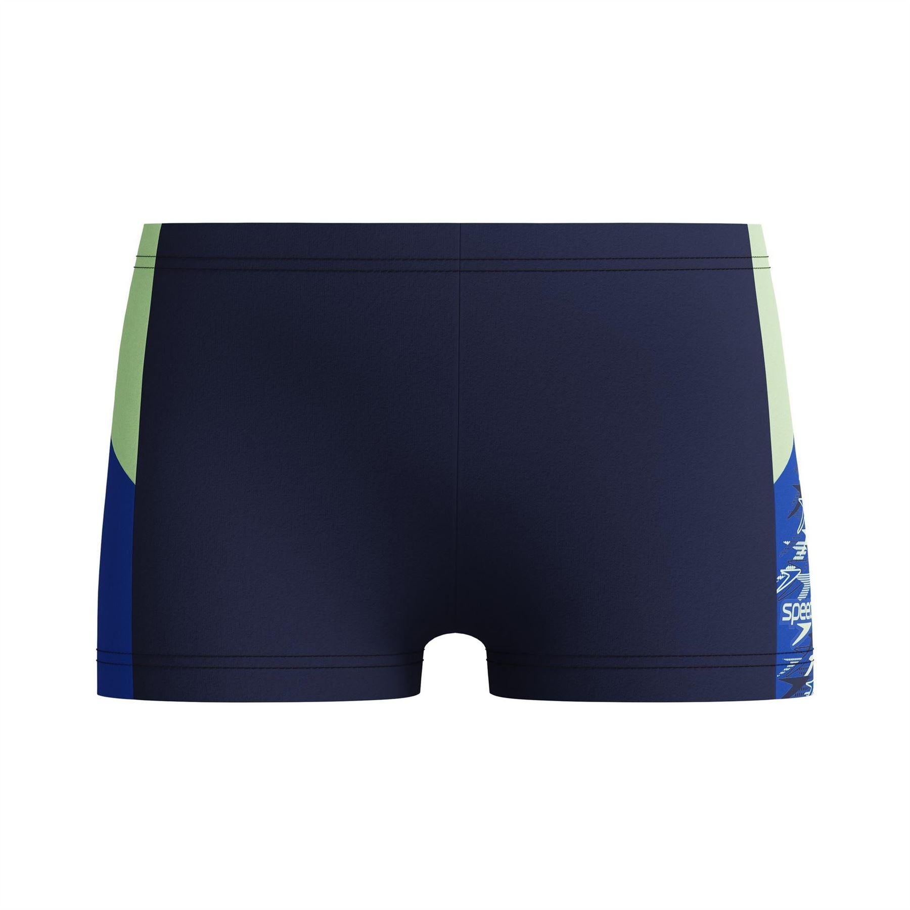Peacoat - Front - Speedo Childrens-Kids Dive Aquashort Geometric Pattern Swimming Trunks