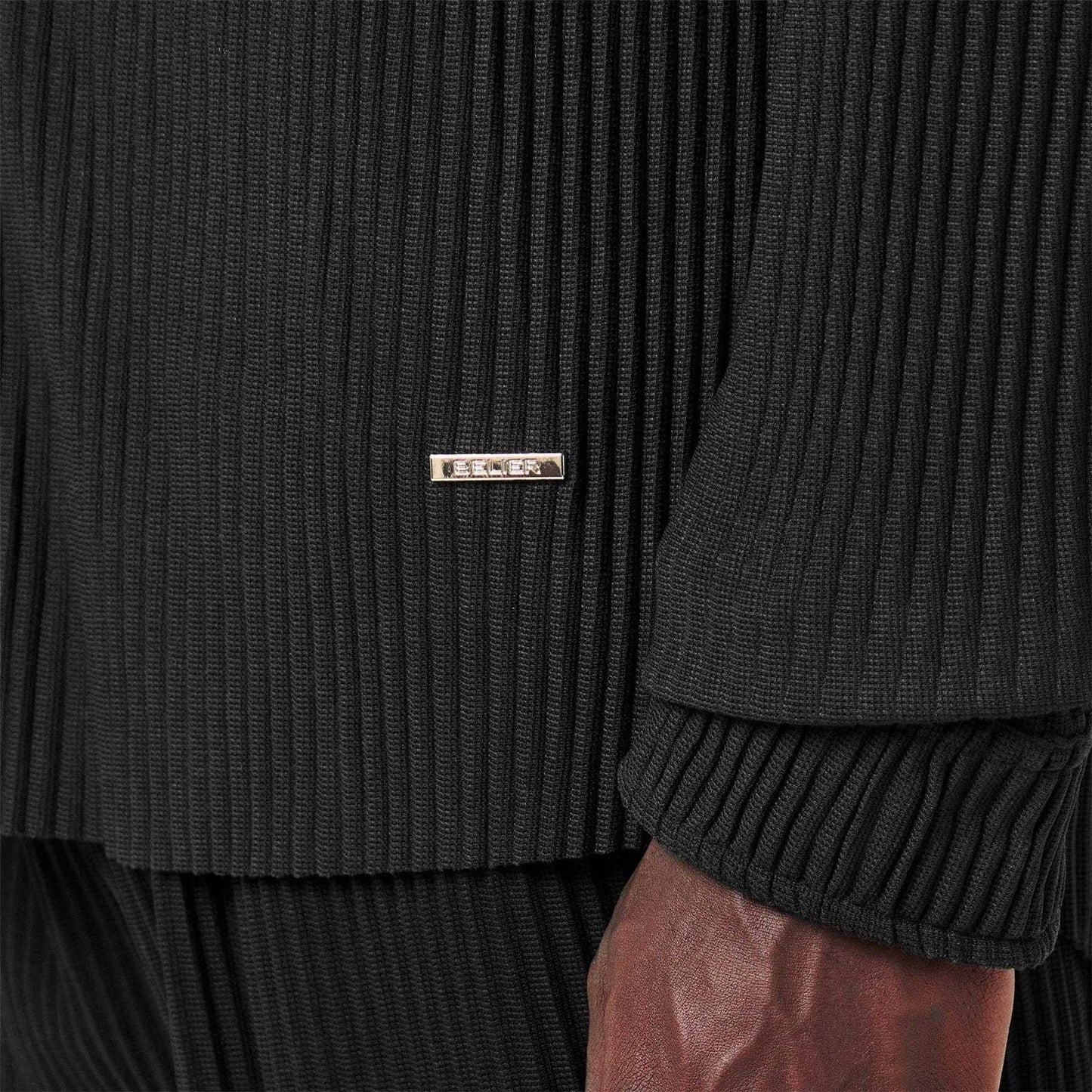 Black - Side - Belier Mens Ribbed Long-Sleeved Shirt