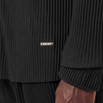 Black - Side - Belier Mens Ribbed Long-Sleeved Shirt