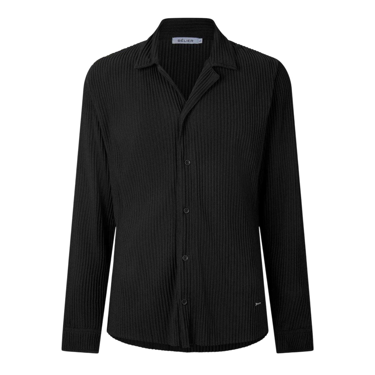 Black - Front - Belier Mens Ribbed Long-Sleeved Shirt