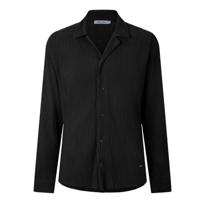 Black - Front - Belier Mens Ribbed Long-Sleeved Shirt