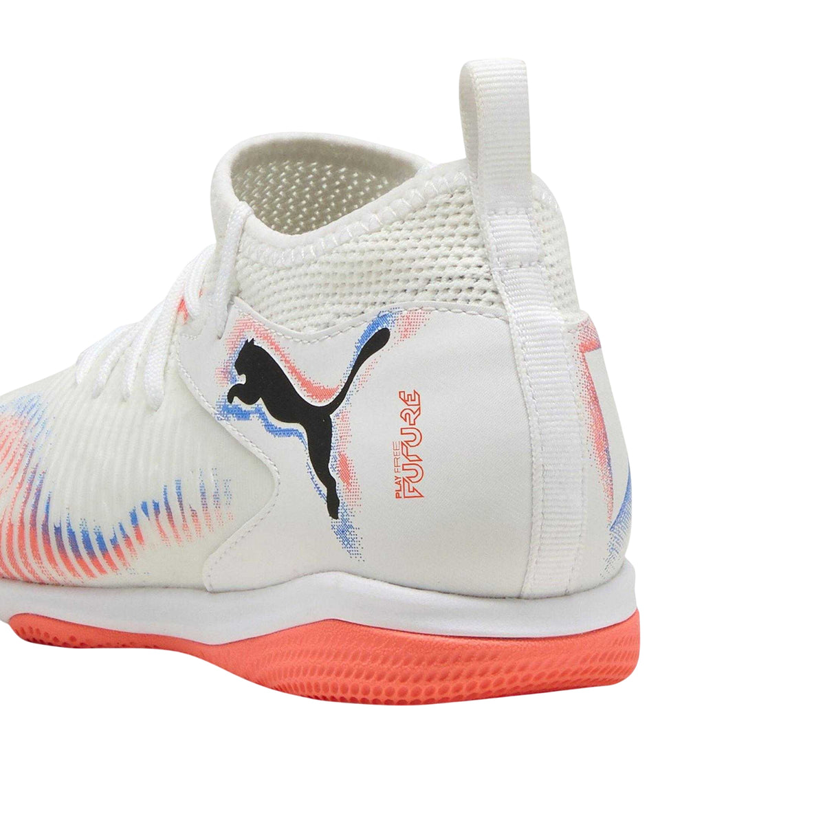 White-Black-Glowing Red - Lifestyle - Puma Childrens-Kids Future 8 Match Mid Cut Flat Indoor Football Shoes