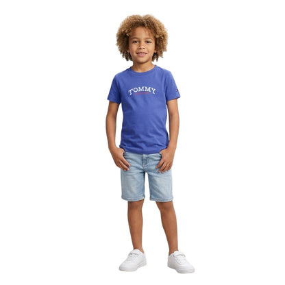 Blue - Side - Tommy Hilfiger Childrens-Kids Mono Logo T-Shirt