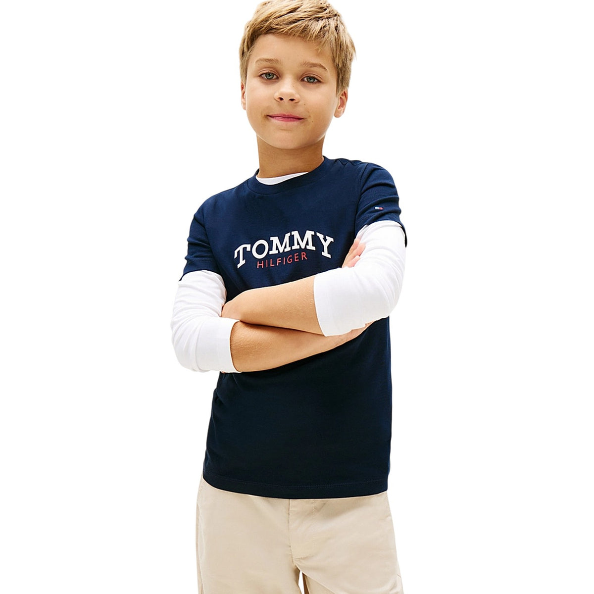 Night Navy - Side - Tommy Hilfiger Childrens-Kids Mono Logo T-Shirt